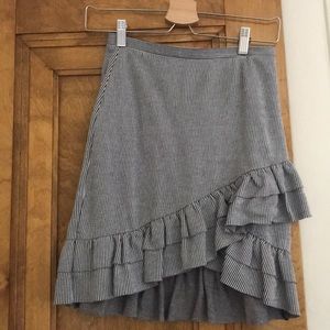Striped ruffle hem skirt